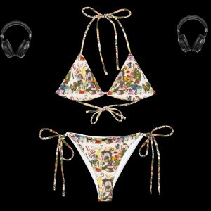 Lipz Fly Design "Blessed" Collage All-over print recycled string bikini