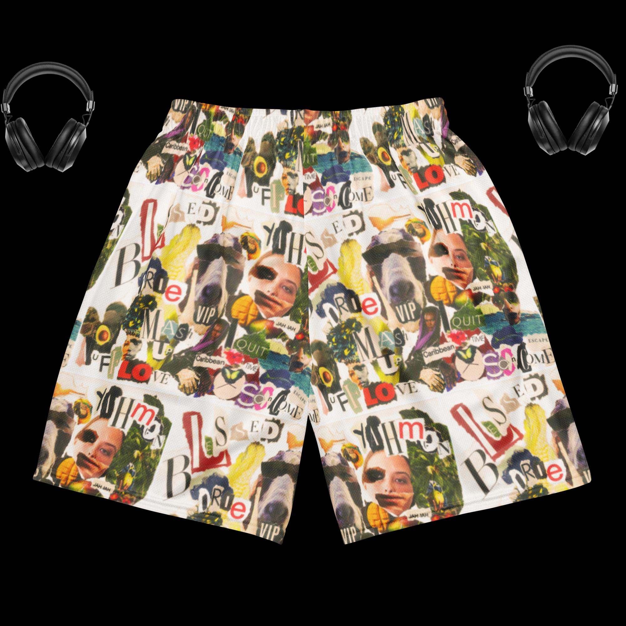 Lipz Fly Design "Blessed" Collage Unisex mesh shorts - Image 2