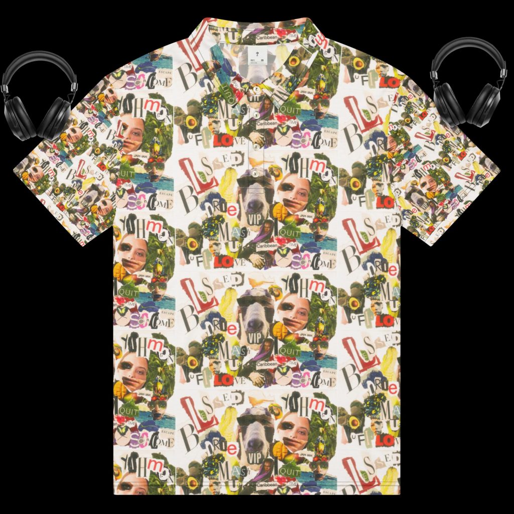 Lipz Fly Design "Blessed" Collage Men’s slim fit polo